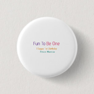 leuk om één 1ste verjaardag regenboog naam datum k ronde button 3,2 cm