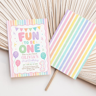 Leuk om één te zijn: Pastel Regenboog Strepen 1e V Kaart