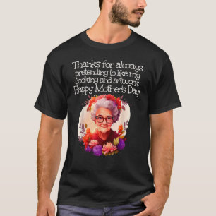 Leuk Oma Gezicht met Bloemen voor Gelukkige Moeder T-shirt
