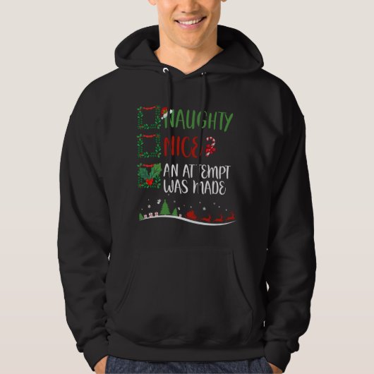 Leuk Ondeugend EEN POGING WERD GEMAAKT Kerstman H Hoodie (Voorkant)