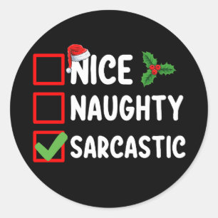 Leuk Ondeugend Sarcastisch Kerstlijst Sarcasme Ronde Sticker
