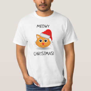 Leuk Oranje Kat Meowy Kerstman Heren T-Shirt