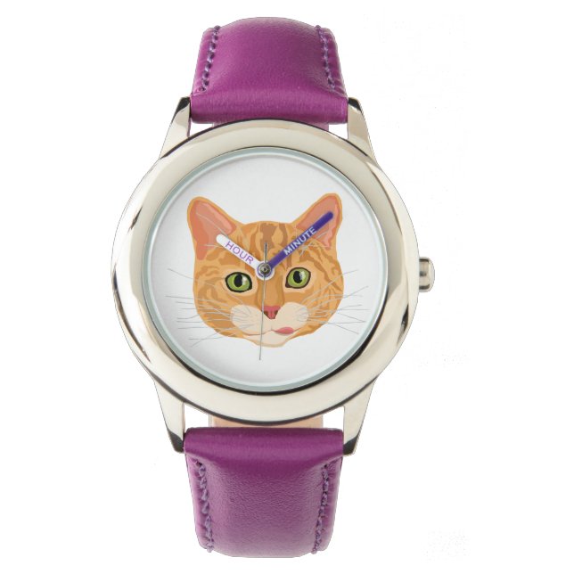 Leuk Oranje kattengezicht Horloge (Voorkant)