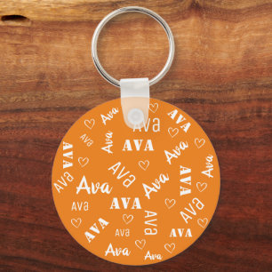 Leuk Oranje Word Art Cloud Hartnaam Aangepaste tek Sleutelhanger