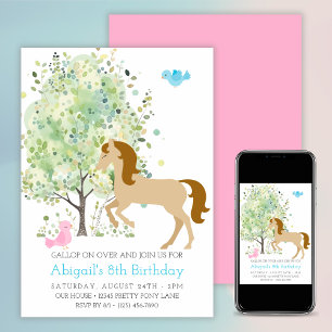 Leuk Paard, Bomen, Pony Rides Ruitersport Verjaard Kaart