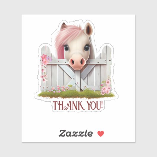 Leuk Paard Pony Roze Dank u Custom Cut Vinyl Sticker (Vel)