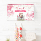 Leuk Paard Verjaardag Roze Bloemen Gepersonaliseer Spandoek (Insitu)