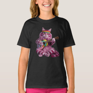 Leuk Paarse Kattenrocker T-Shirt