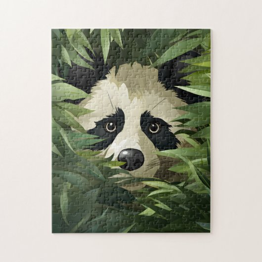 Leuk panda beer achter bamboe bladeren legpuzzel (Verticaal)