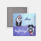 Leuk Panda Beer in Santa Hat Ondeugend / Nice Magn Magneet (Voorkant / Achterkant)
