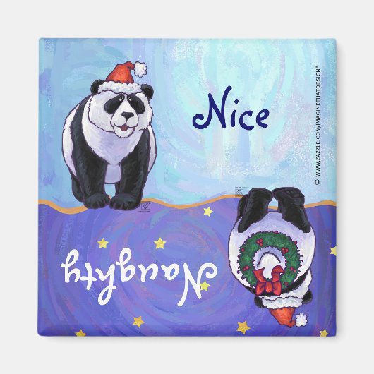 Leuk Panda Beer in Santa Hat Ondeugend / Nice Magn Magneet (Voorkant)