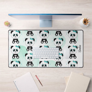 Leuk Panda Patroon (Mint Groen) Bureaumat