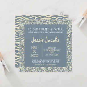 Leuk patroon baby shower blauw en geel kaart