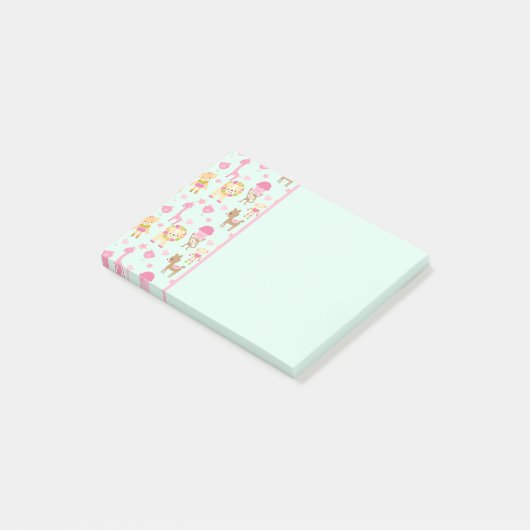 Leuk patroon met gelukkige dieren en speelgoed post-it® notes (Schuin)
