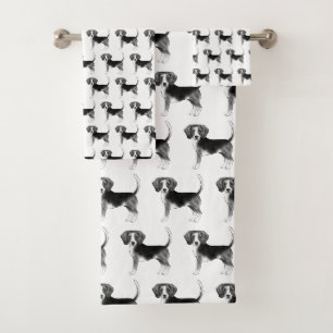 Leuk patroon van een Beagle-hond in zwart en wit Bad Handdoek