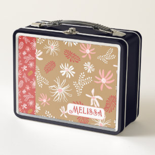 Leuk Persoonlijk Metalen Lunchbox beige & roze blo