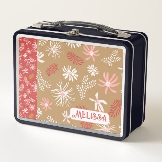 Leuk Persoonlijk Metalen Lunchbox beige & roze blo