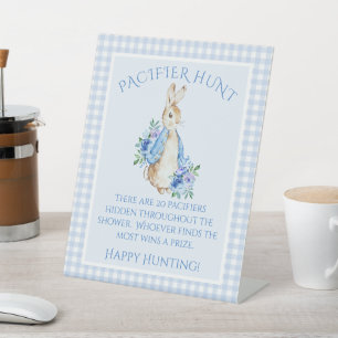 Leuk Peter Konijn Blauw Baby shower Reclamebord Met Voetstuk