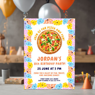 Leuk Pizza Party Theme | Kleurrijke verjaardag van Kaart