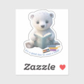 Leuk Polar Beer lezen van een boek Custom Cut Viny Sticker (Vel)