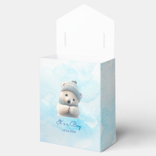 Leuk Polar Beer Winterblauw Baby shower Haar Boy Bedankdoosjes (Geopend)