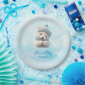 Leuk Polar Beer Winterblauw Baby shower Haar Boy Papieren Bordje (Feest)