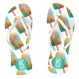 Leuk Popsicle patroon met je Monogram Teenslippers
