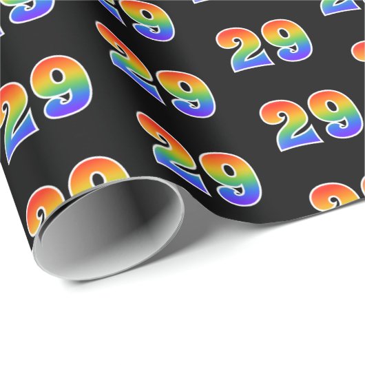 Leuk Rainbow Spectrum Pattern "29" Evenementnummer Cadeaupapier (Rol Hoek)