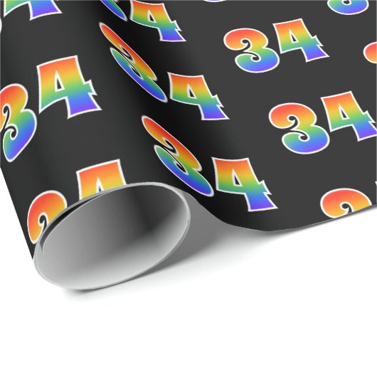 Leuk Rainbow Spectrum Pattern "34" Evenementnummer Cadeaupapier (Rol Hoek)
