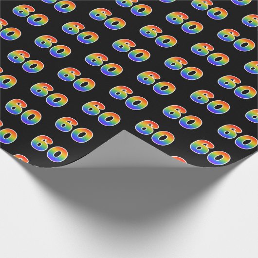 Leuk Rainbow Spectrum Pattern "60" Evenementnummer Cadeaupapier (Hoek)