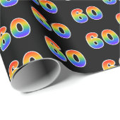 Leuk Rainbow Spectrum Pattern "60" Evenementnummer Cadeaupapier (Rol Hoek)