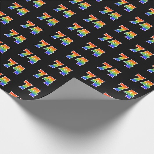 Leuk Rainbow Spectrum Pattern "74" Evenementnummer Cadeaupapier (Hoek)