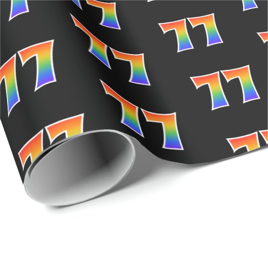 Leuk Rainbow Spectrum Pattern "77" Evenementnummer Cadeaupapier (Rol Hoek)