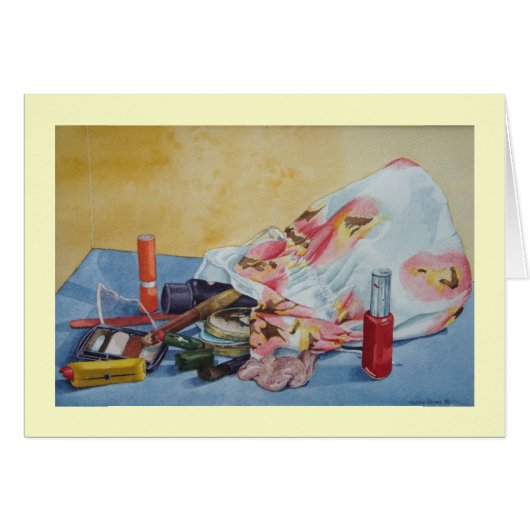 Leuk realistisch schilderij van retro make-up (Voorkant Horizontaal)