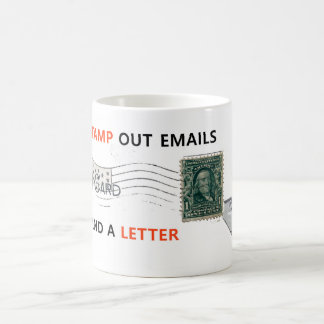 LEUK RECYCLEN KUNST: 'STAMP E-MAILS UIT...' KOFFIEMOK