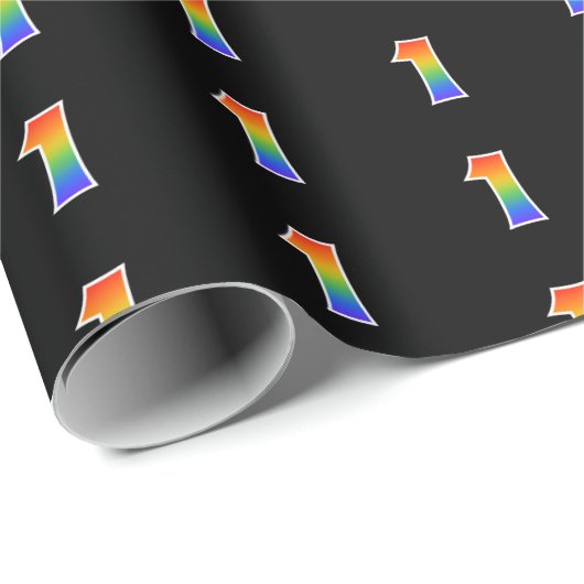 Leuk regenboog spectrum patroon "1" evenementnumme cadeaupapier (Rol Hoek)