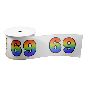Leuk, regenboogpatroon "69" Evenementnummer (grijs Lint