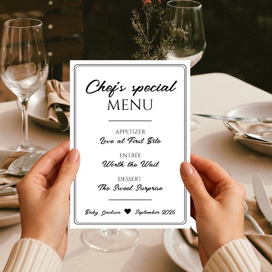 Leuk Restaurantmenu Zwangerschapsaankondiging Menu