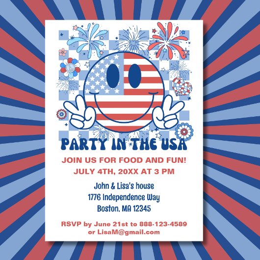 Leuk Retro 4 juli Feest Kaart