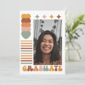 Leuk &  Retro Boheems Foto Afstuderen Kaart (Staand voorkant)