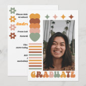 Leuk &  Retro Boheems Foto Afstuderen Kaart (Voorkant / Achterkant)