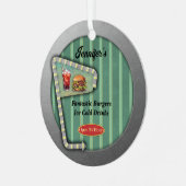 Leuk Retro Diner teken Metalen Ornament (Voorkant links)