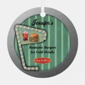 Leuk Retro Diner teken Metalen Ornament (Achterkant)