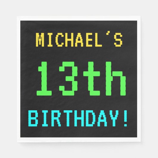Leuk /Retro Videogame Look 13e Verjaardag Servetten (Voorkant)