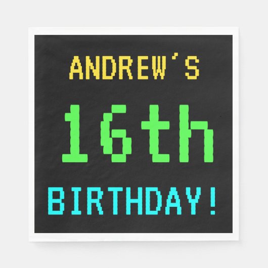 Leuk /Retro Videogame Look 16e Verjaardag Servetten (Voorkant)