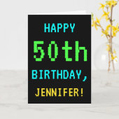 Leuk /Retro Videogame Look 50th Verjaardag Kaart (Gele Bloem)