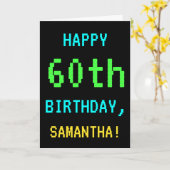 Leuk /Retro Videogame Look 60th Verjaardag Kaart (Gele Bloem)