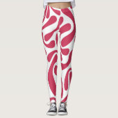 Leuk rood en wit abstract stijlvol zwart leggings (Voorkant)