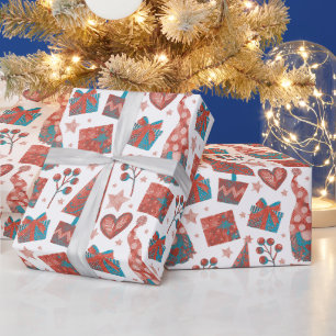Leuk rood feestelijke gonks kerst thema pakket cadeaupapier