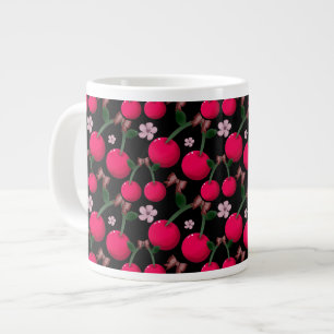 Leuk rood Kersen bloempatroon Extra Grote Beker